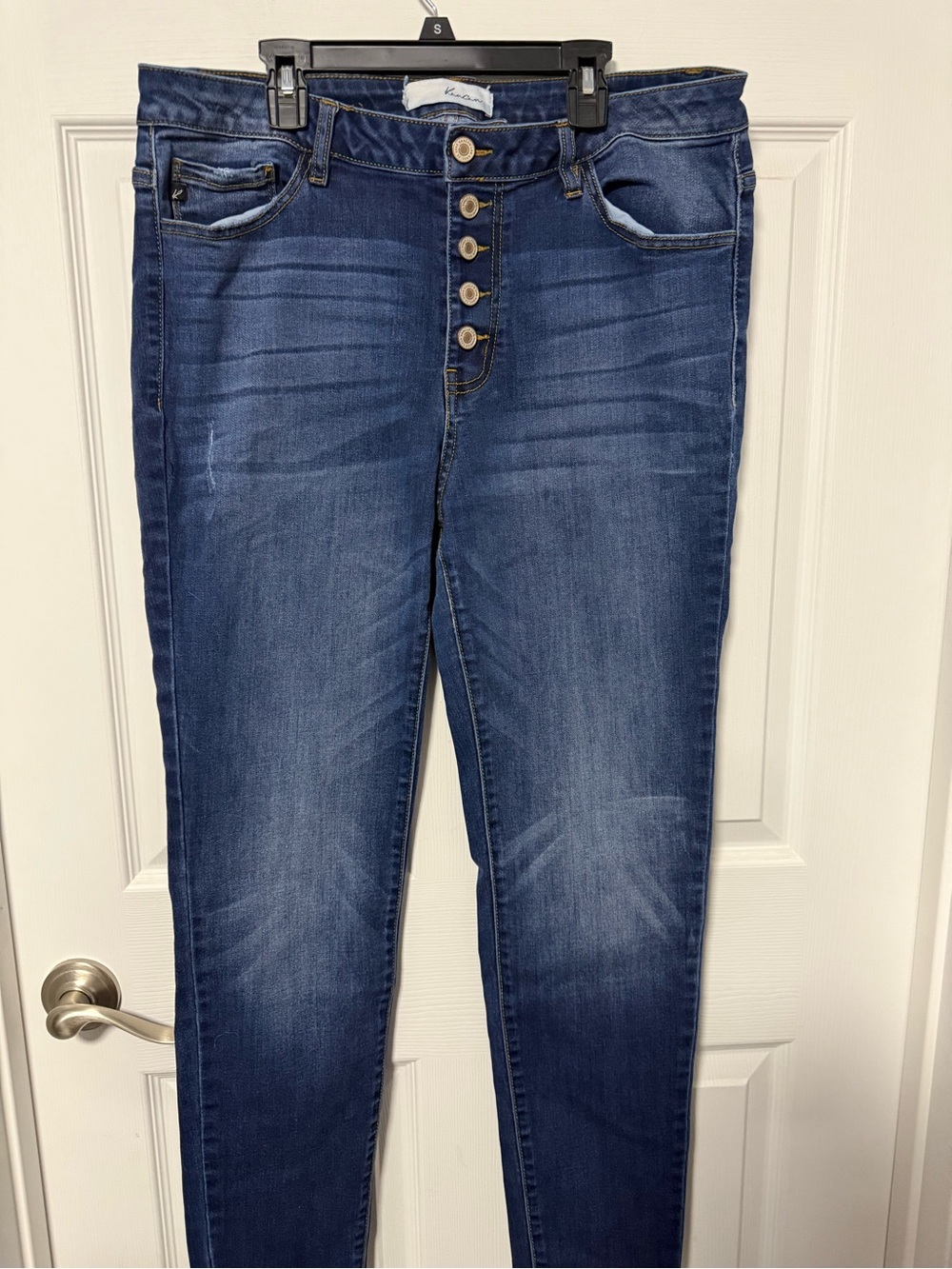 XL Kancan High-Rise Button-Fly Women's Skinny Jeans in Dark Blue